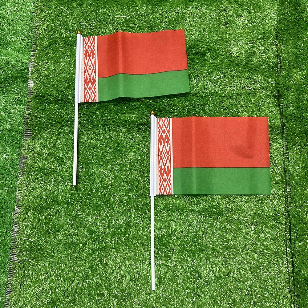 Bandera del cielo, bandera de mano de Bielorrusia, 10/20/50/100 Uds., 21x14cm, banderas onduladas de mano de Bielorrusia con poste de plástico para actividades deportivas, decoración del hogar - imagen 2