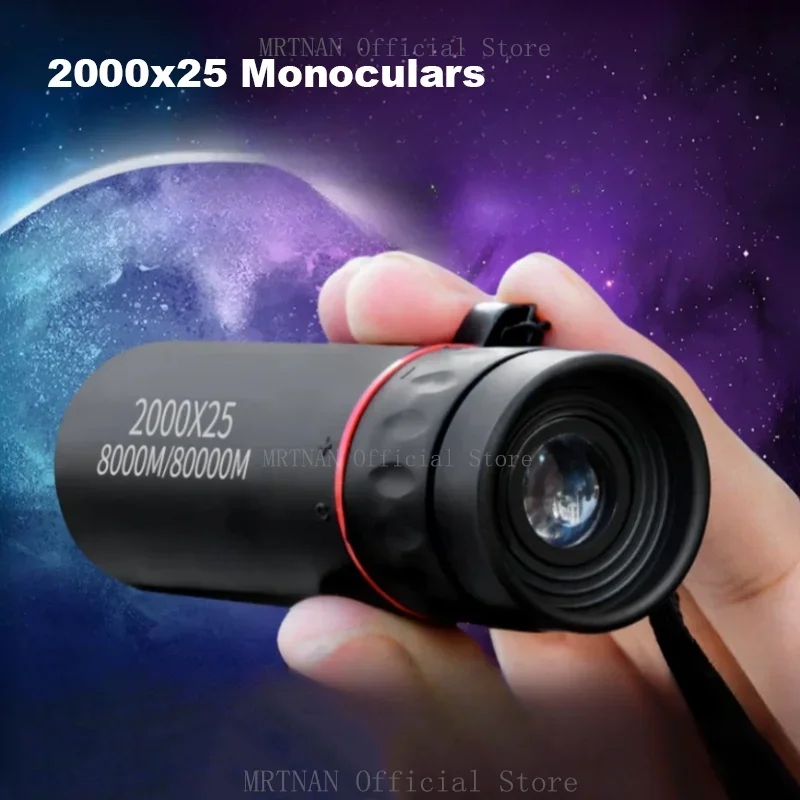 Telescopio Monocular para exteriores, Mini telescopio portátil de 2000x25 HD para teléfono móvil, con soporte, para acampar, cazar, avistamiento de aves - imagen 3