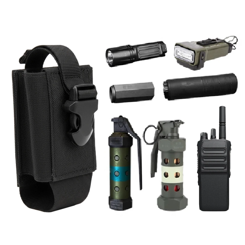 Bolsa táctica Molle para Walkie Talkie, funda para interfono, bolsa para granada, soporte para linterna, bolsillo para cinturón de combate, chaleco de caza - imagen 2