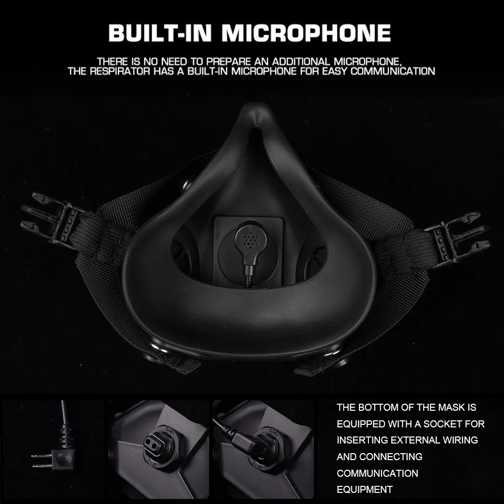 Respirador táctico especial, máscara de Gas, versión de comunicación, caza al aire libre, combate, Airsoft, media cara, accesorios de Cosplay para Halloween - imagen 5