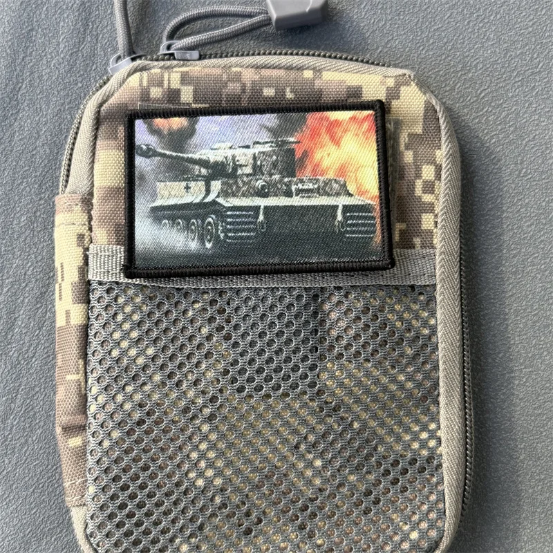 Parche táctico "tanque", insignia con estampado de moral militar, gancho y bucle, mochila, accesorios de decoración de ropa, brazalete adhesivo
