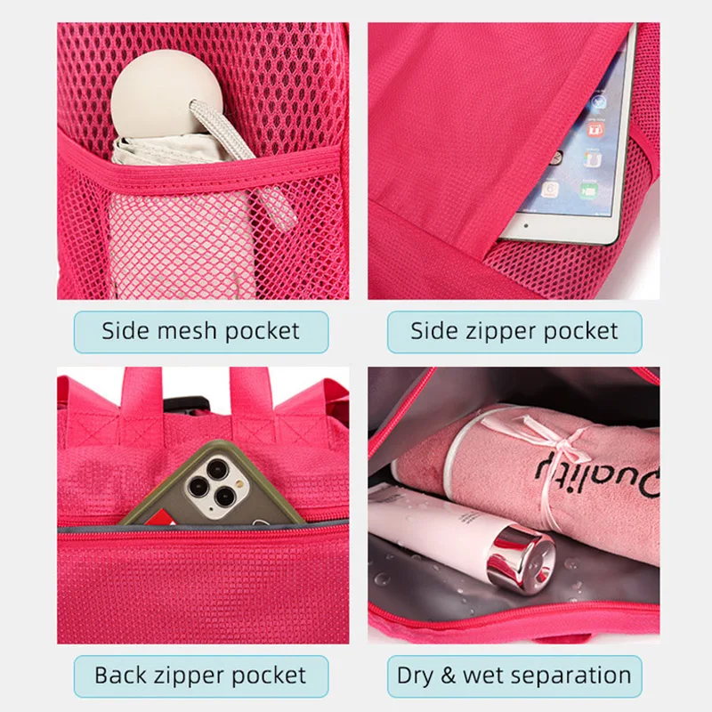 Bolsa de Fitness de viaje para hombres y mujeres, mochila de baloncesto de gimnasio con bolsillo para zapatos, mochila escolar de gran capacidad, bolsas de ocio ligeras para fin de semana - imagen 5