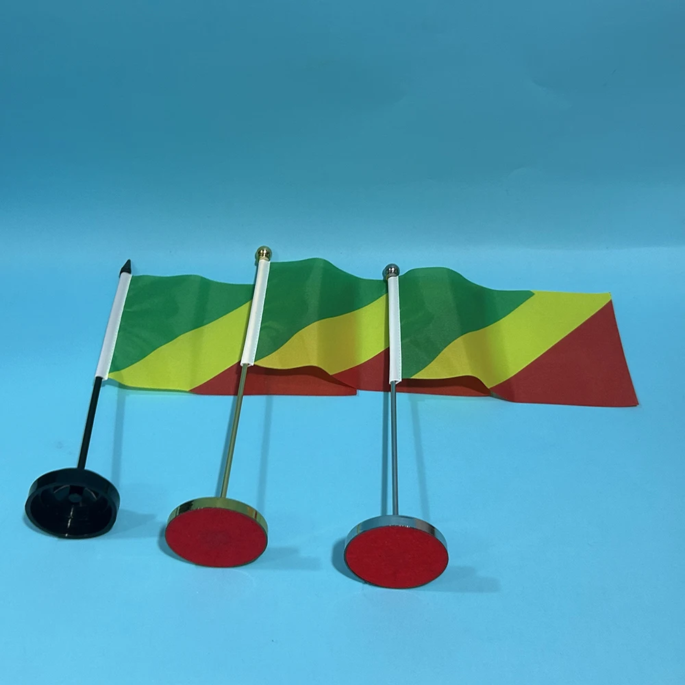 Bandera de escritorio de oficina bandera de la República del Congo 14x21cm poliéster bandera nacional de la República del Congo adornos de escritorio banderas