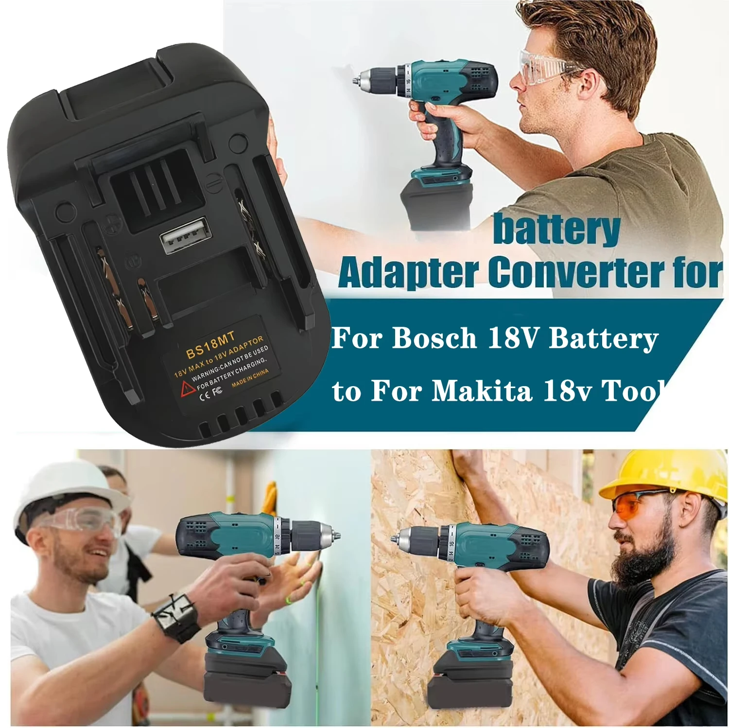 Adaptador de batería para Bosch 18V convertir a Makita 18V convertidor con USB para herramienta eléctrica Makita 18V BAT618 BAT609G BS18MT - imagen 5