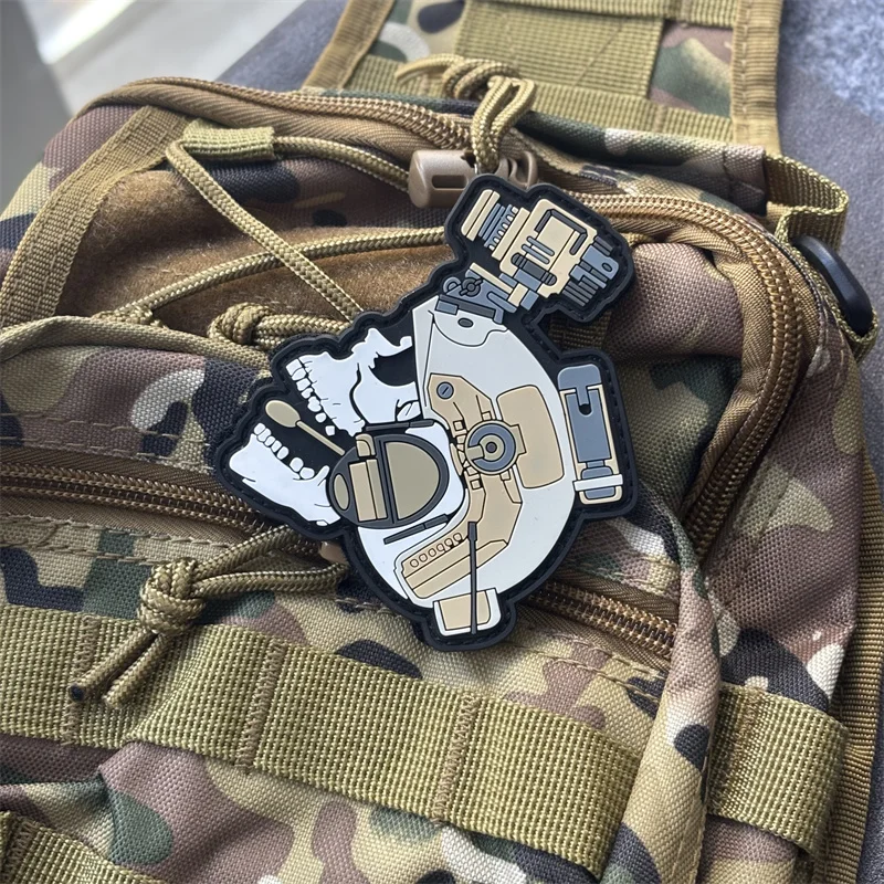 Parche táctico de PVC 3D "dispositivo de visión nocturna de calavera", insignia de moral militar, parches de gancho, ropa, mochila, pegatinas, brazalete
