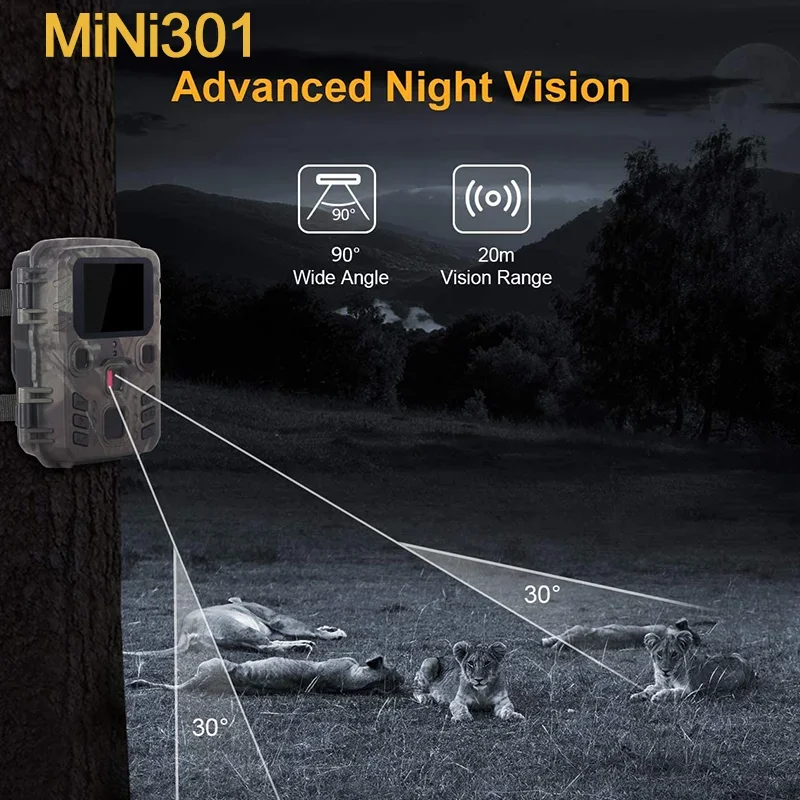 Mini cámara de rastreo con LED IR, movimiento de caza de visión nocturna, resistente al agua IP65, trampas para fotografías salvajes al aire libre, 1080P, alcance de 20MP de hasta 65 pies - imagen 2