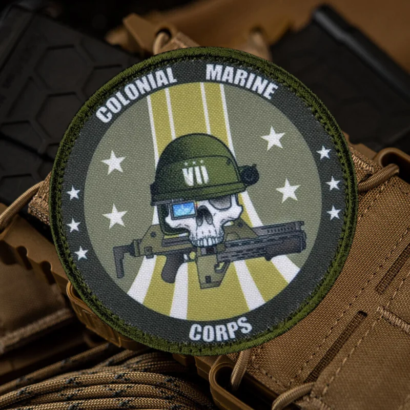 "Colonial Marine" Patch Skull Hook&Loop Patches Military Morale Armband Emblem Tactical Klett Combat Applique Backpack Stickers - imagen 4
