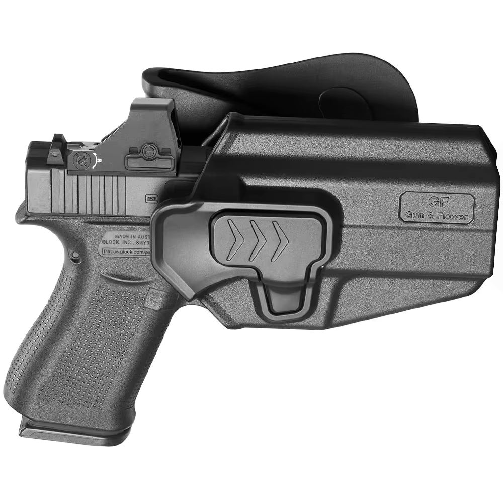 Funda OWB Glock, retención nivel II, derecha, MOS y rail