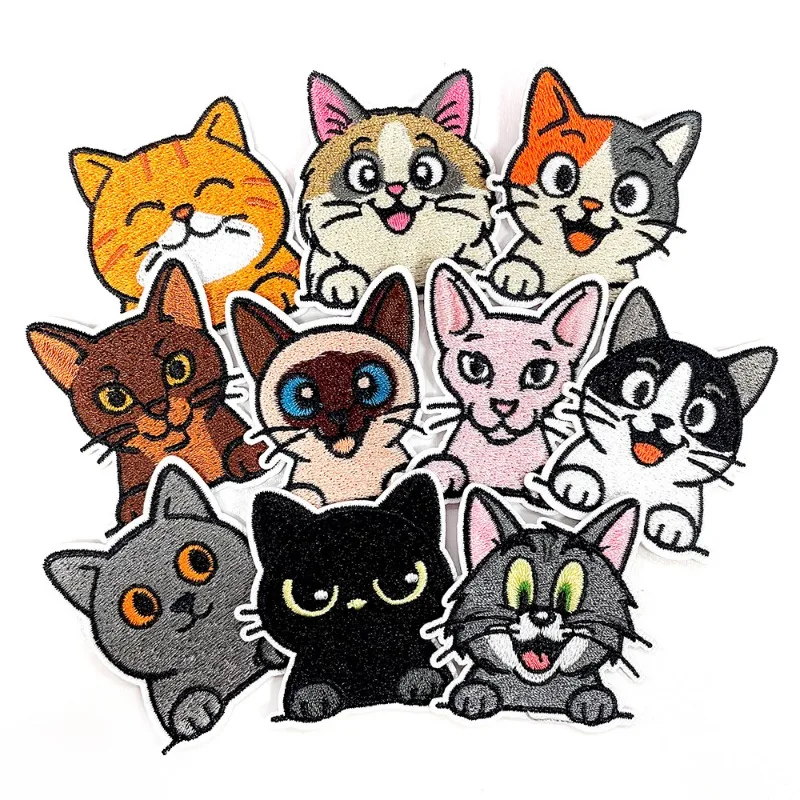 Parche de gato de dibujos animados bonitos, parches bordados en la ropa, ropa para niños, accesorios de bordado interesantes de animales, parche de hierro - imagen 3