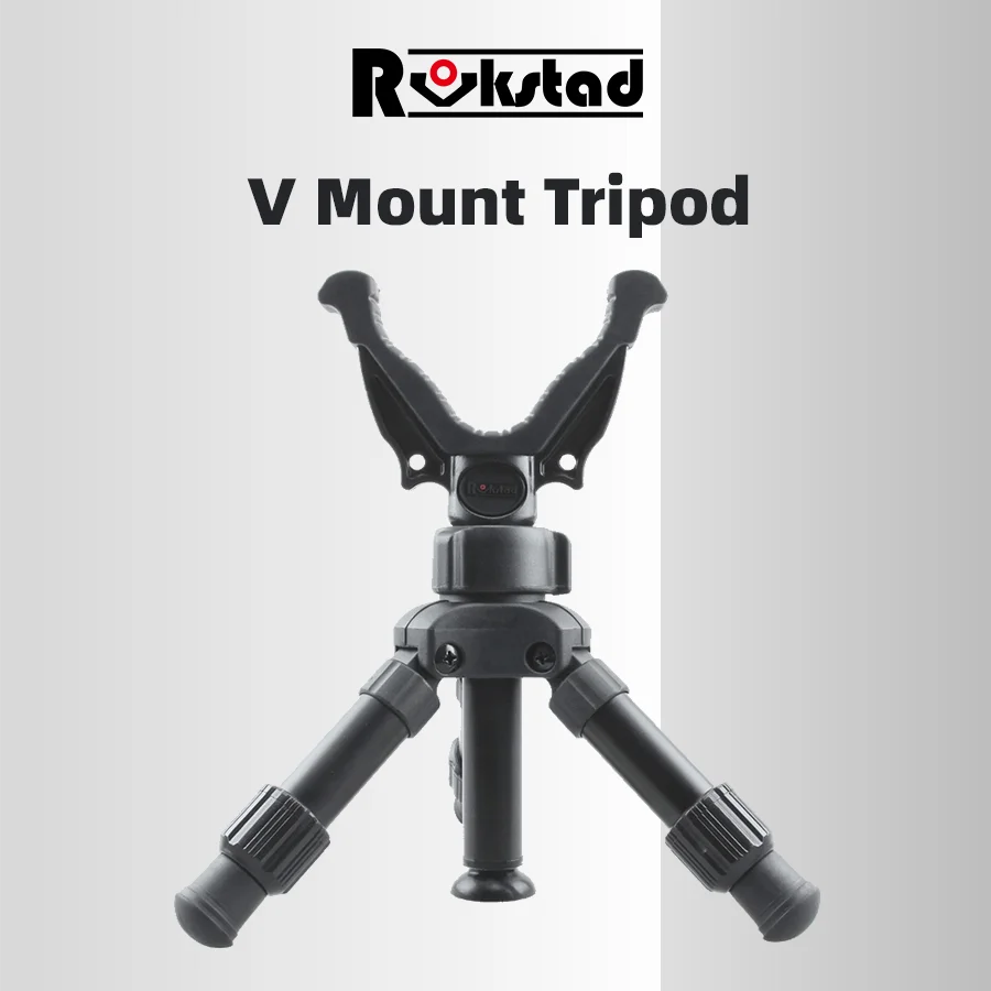 Trípode de tiro de caza profesional, cabeza de yugo en V ajustable, Mini cámara de aluminio, soporte de trípode portátil para disparar al aire libre - imagen 4