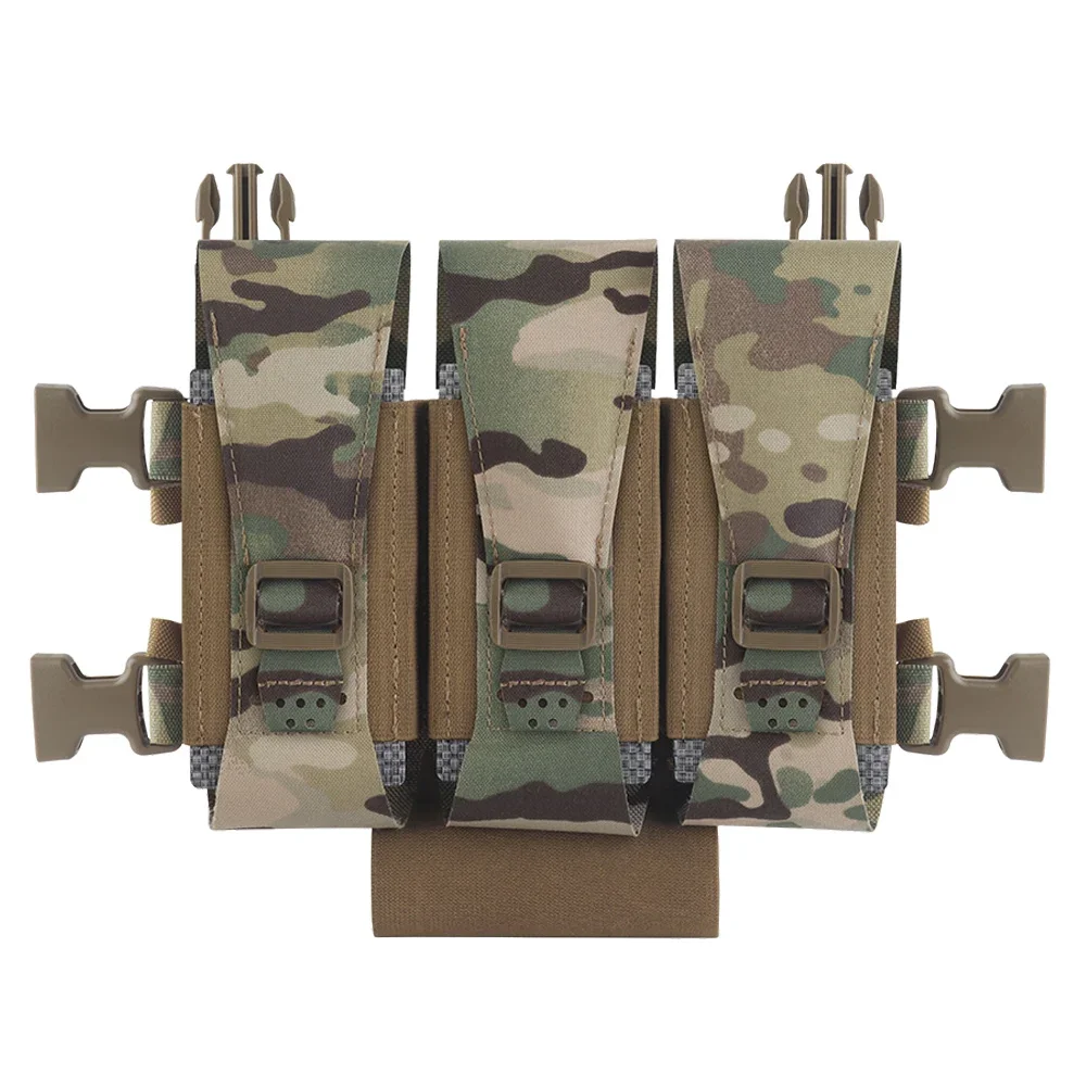 Bolsa Triple de Magzine 5,56, chaleco táctico multifunción, Panel frontal, liberación rápida, caza, Airsoft, aparejo de pecho, accesorios para chaleco - imagen 3