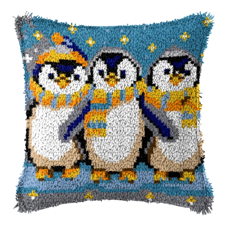 Paquete de botones de animales árticos Smyrna, Kit de almohada, diseño de pingüino, oso Polar, gancho de pestillo, regalo hecho a mano, paquete de almohada con nudo, rejilla DIY - imagen 3