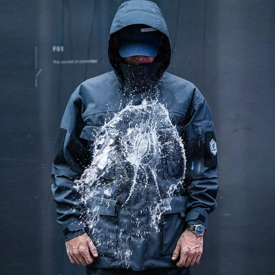 Emersongear Etiqueta Azul Función “Dimorphic Egret” Abrigo de viento Chaqueta impermeable Ergonómica Camping Senderismo Deportes Caza Azul - imagen 4