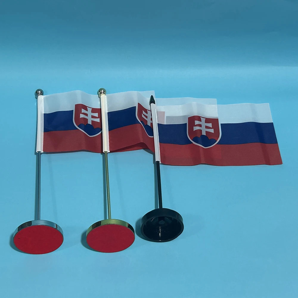 Bandera de Eslovaquia, escritorio de oficina, bandera pequeña, 14x21cm, poliéster, bandera nacional de Eslovaquia, pancarta de país, adornos de escritorio, banderas - imagen 2