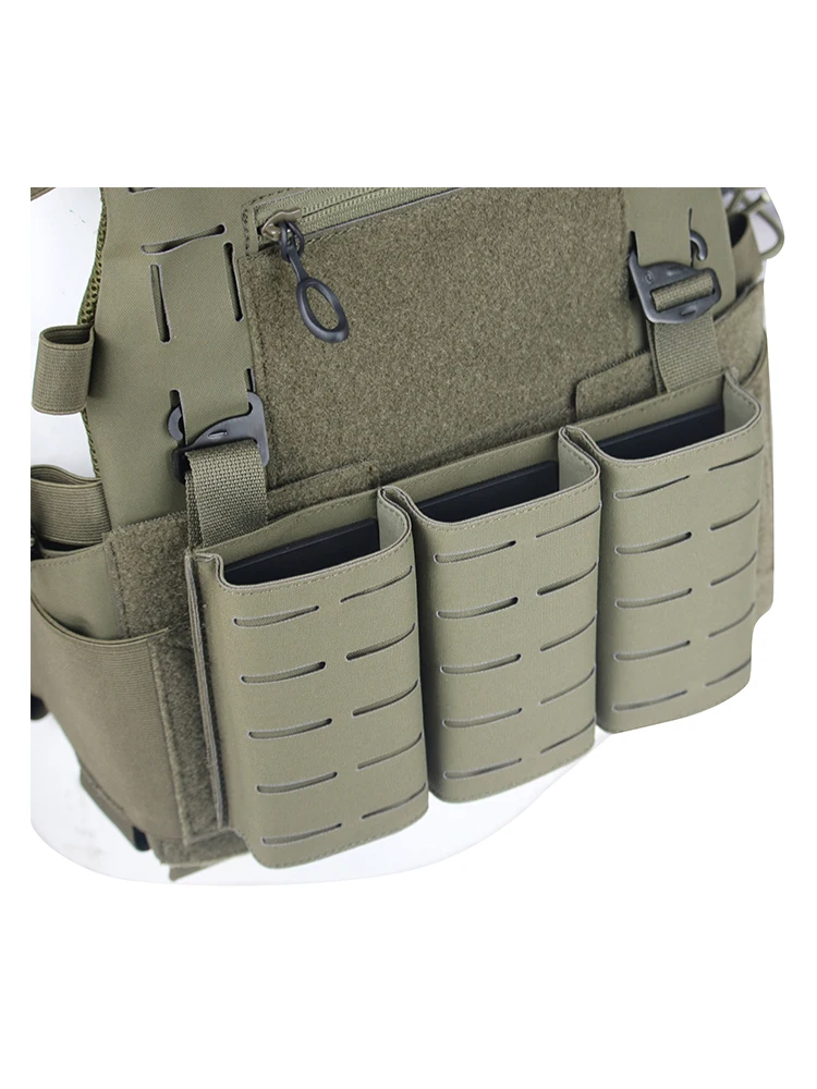 Chaleco táctico, portador de placa ligero, chaleco impermeable, estilo Molle cortado con láser, con bolsa frontal mag - imagen 3