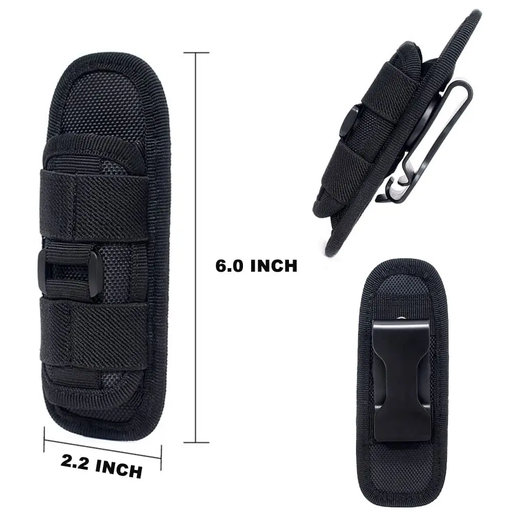Funda táctica para linterna, funda de nailon, soporte para linterna, Clip para cinturón, funda de transporte táctica con Clip de 360 grados - imagen 2
