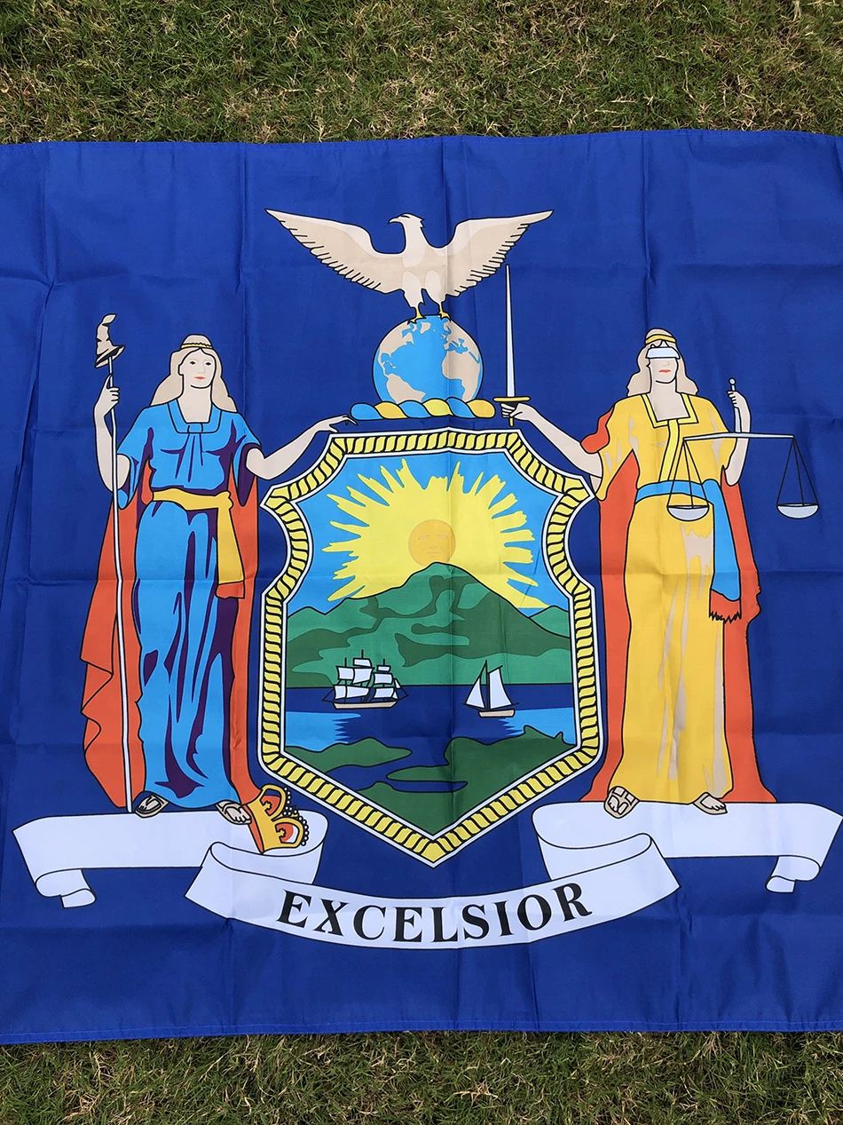SKY FLAG Bandera del Estado de Nueva York 90x150CM 3x5 pies poliéster de alta calidad colgante Bandera del Estado de Nueva York para decoración del hogar - imagen 3