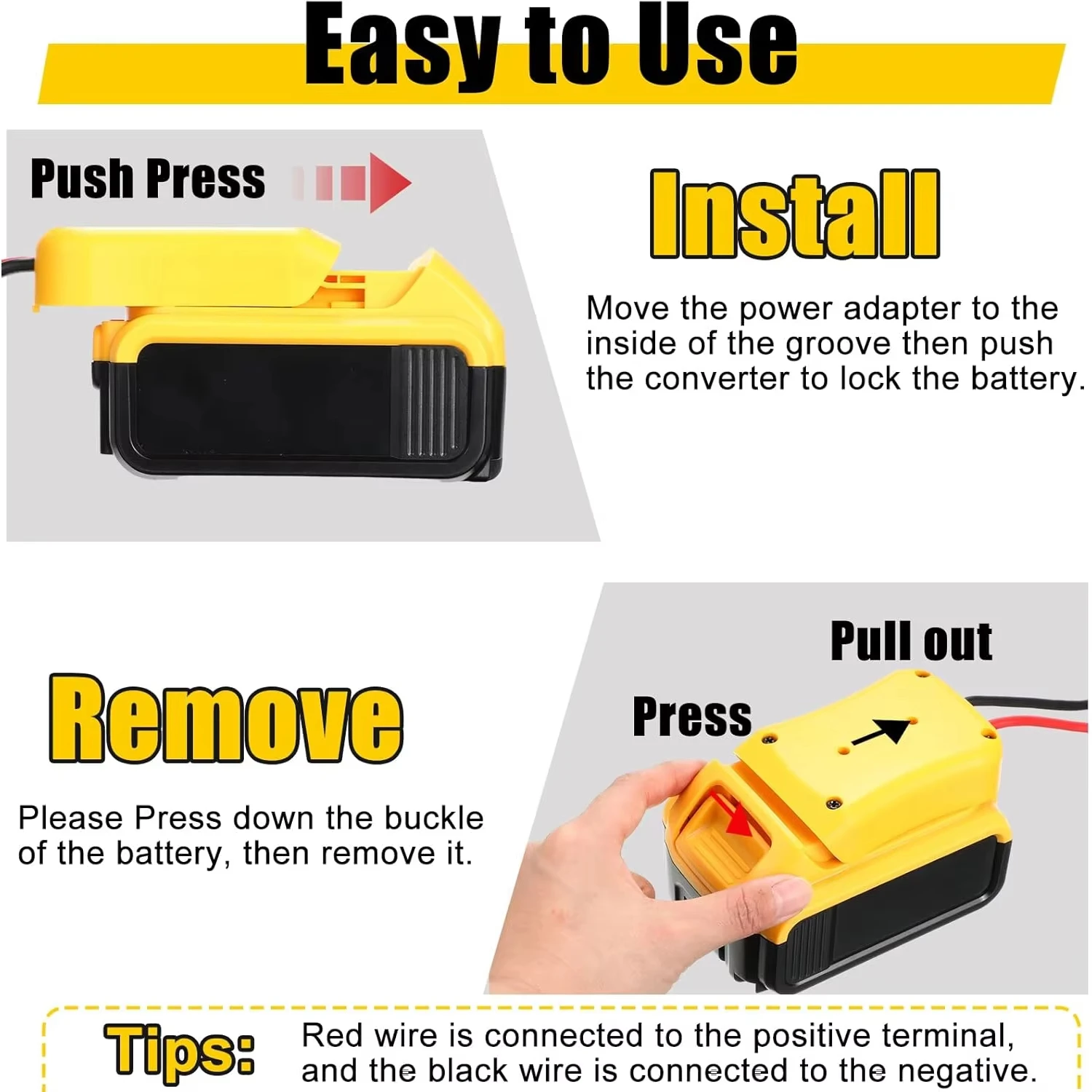 Actualización para adaptador de batería DeWALT, base de montaje de fuente de alimentación con cables, conector convertidor de batería, adaptador de rueda eléctrica DIY para camión - imagen 3