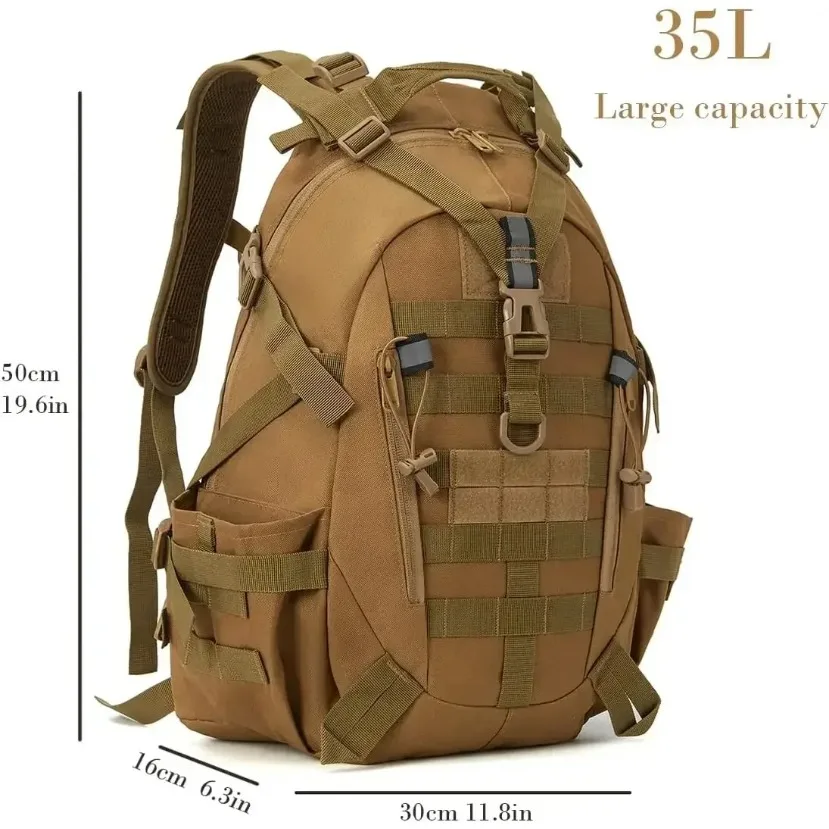 Mochilas de senderismo y acampada de 40L, mochila táctica para hombres/mujeres, mochila reflectante para escalar al aire libre, bolsas de viaje Molle de supervivencia - imagen 2