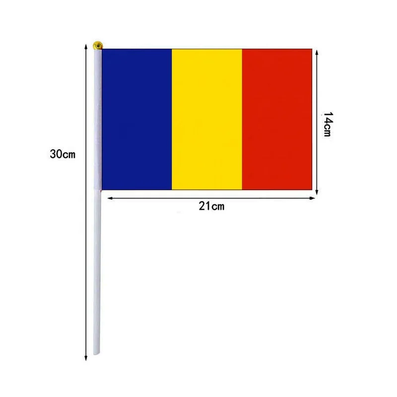 Banderas para agitar a mano de Rumanía, 14x21cm, 10 unidades por lote, venta al por mayor
