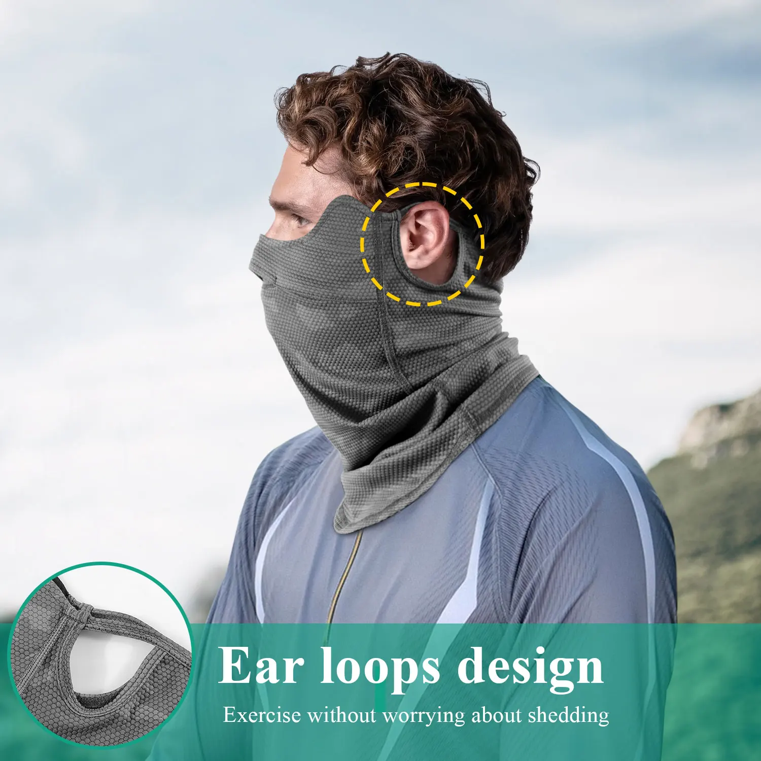 Máscara facial con gancho para la oreja, protección solar para ciclismo, absorbe el sudor, cubierta facial transpirable para deportes de bicicleta, accesorios para montar en bicicleta, hombres y mujeres - imagen 2