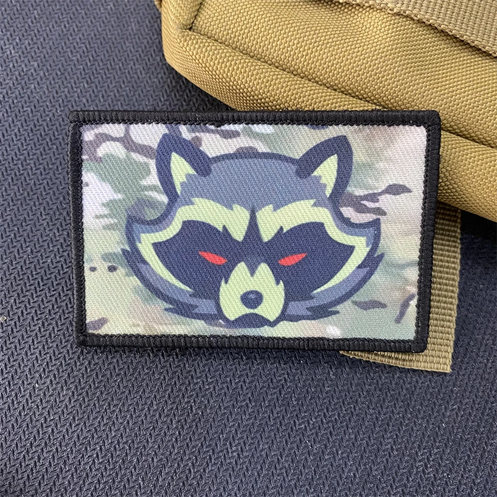 Parches de insignia de moral de la patrulla de mapache enojado, basura Multicam subjugada, Panda, mochila militar táctica del ejército, sombrero con gancho y bucle - imagen 4