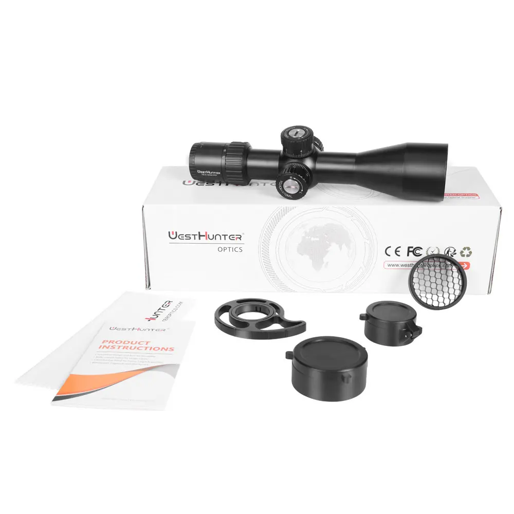 Un alcance de rifle negro con una caja de accesorios