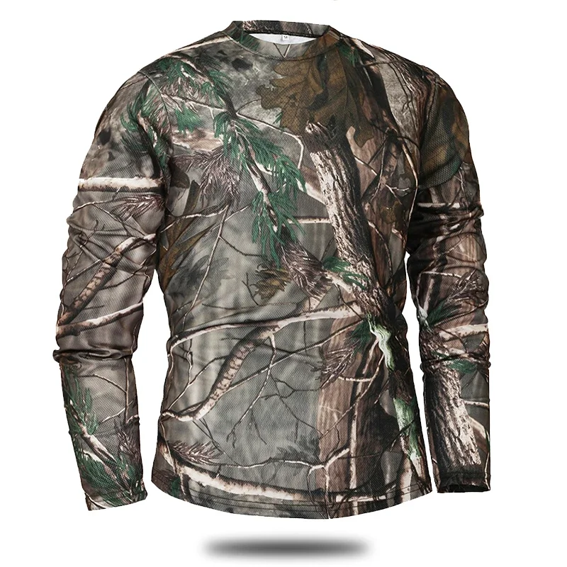 Camiseta de manga larga de camuflaje para hombre, ropa táctica de secado rápido para senderismo al aire libre, primavera y otoño - imagen 4