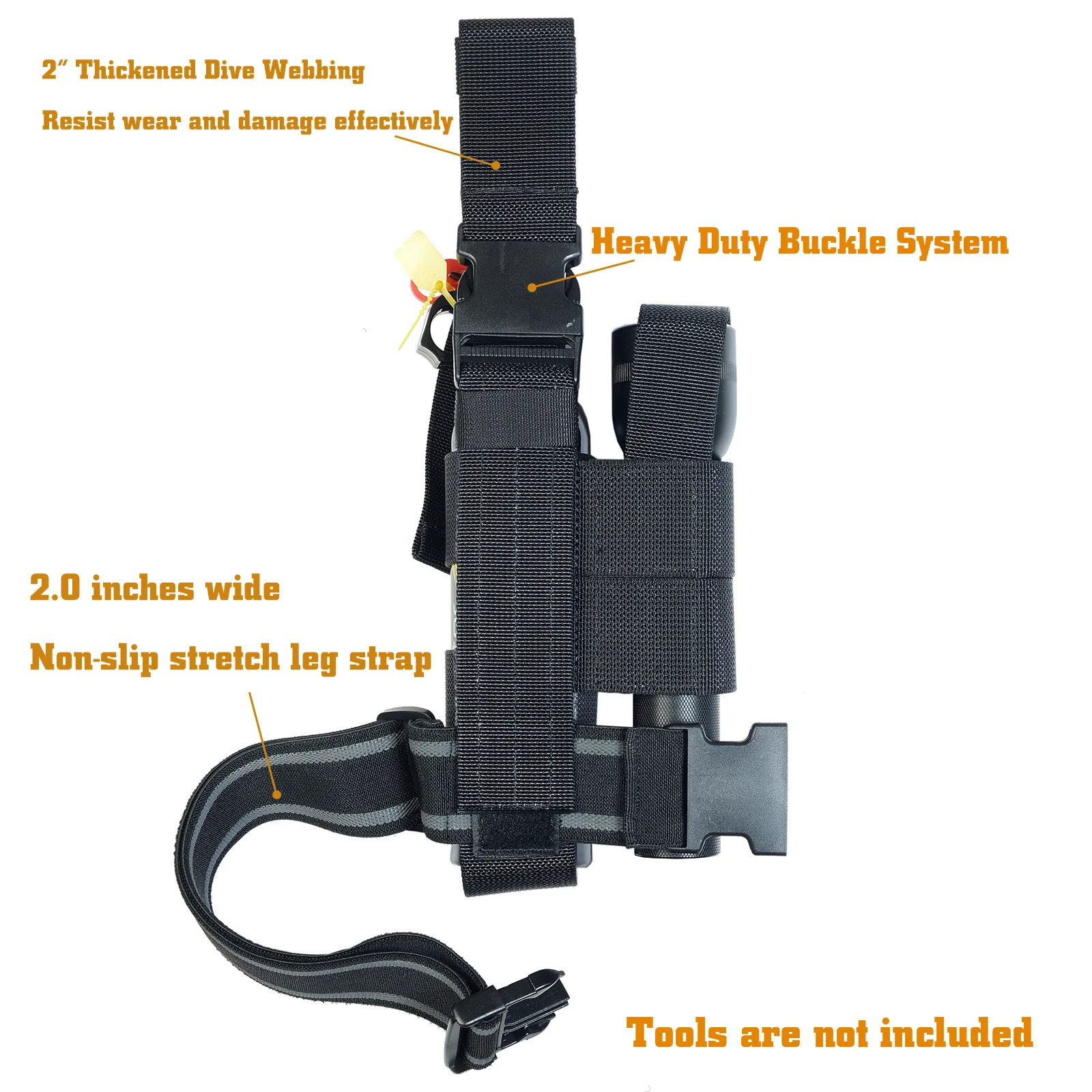 Spray táctico de pierna de caída/funda de pierna ajustable con bolsa para linterna para MK9 - imagen 4