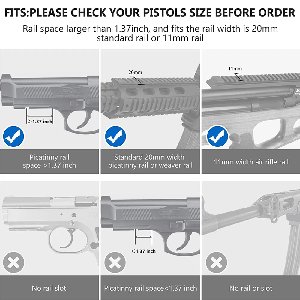 Mira láser roja táctica, punto láser ajustable para Rifles, pistolas con soporte de riel Picatinny de 11mm/20mm - imagen 4
