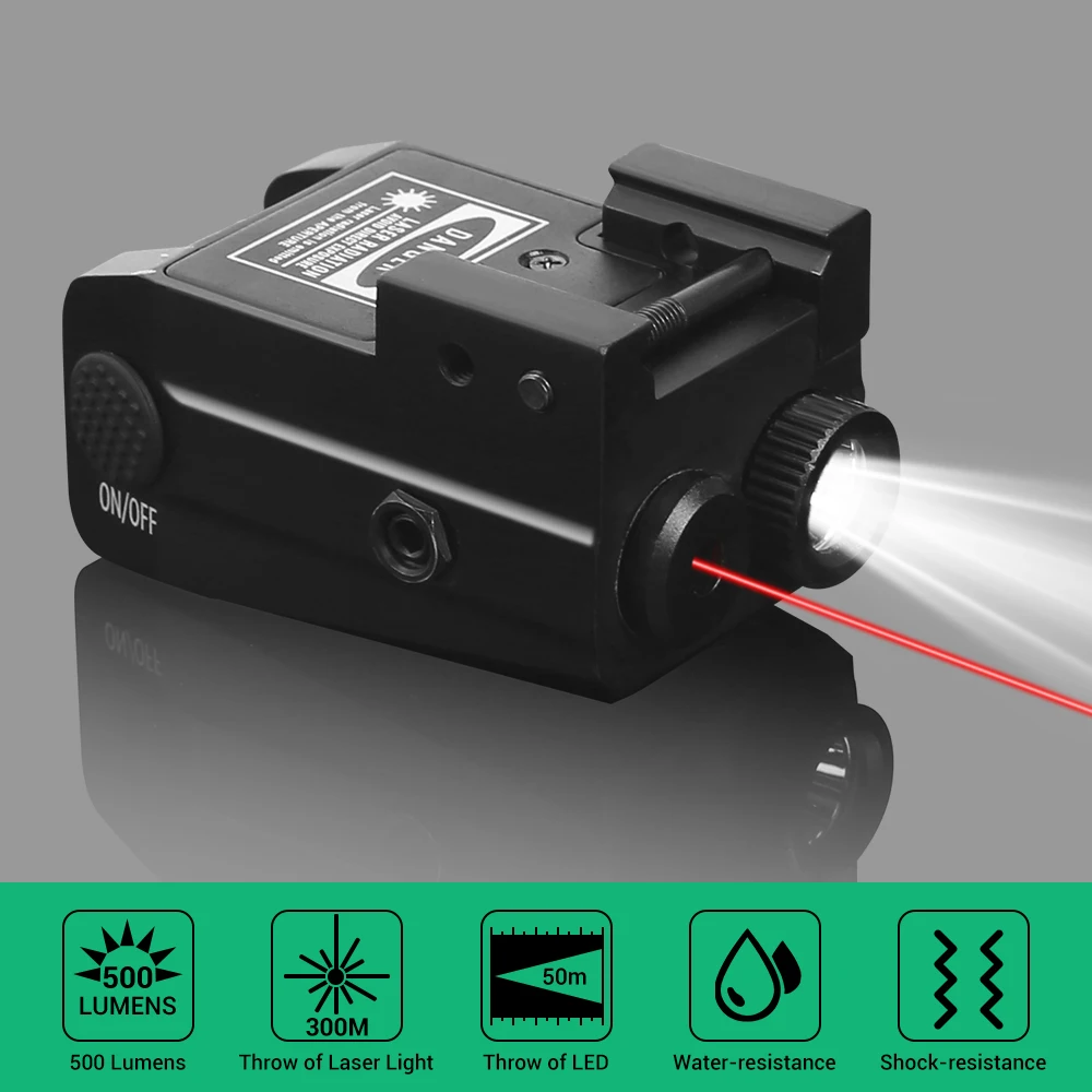 Luz de pistola de 500 lúmenes, luz de arma, mira láser combinada, luz de pistola con láser rojo/verde, linterna táctica, linterna para pistola Airsoft - imagen 3