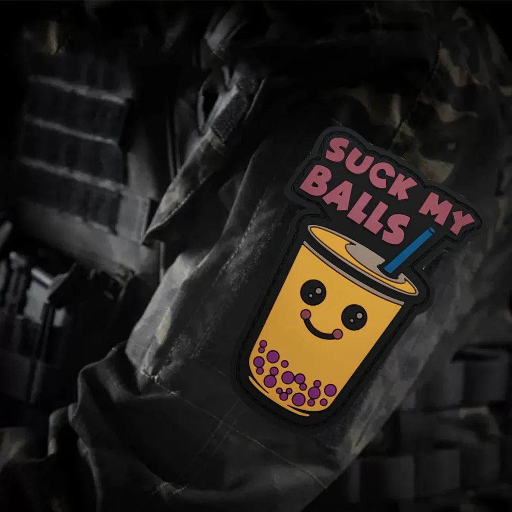Parches de impresión táctica de té de burbujas, insignias de moral militar, parche de gancho y bucle de PVC, mochilas, pegatinas decorativas para ropa - imagen 4