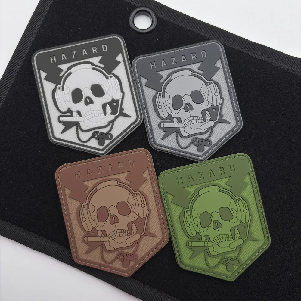 Dangerous Skeleton Soldier Morale Tactical Patch Military Armband 3D PVC Hook and Loop Patches for Clothing Backpack Sticker - imagen 2