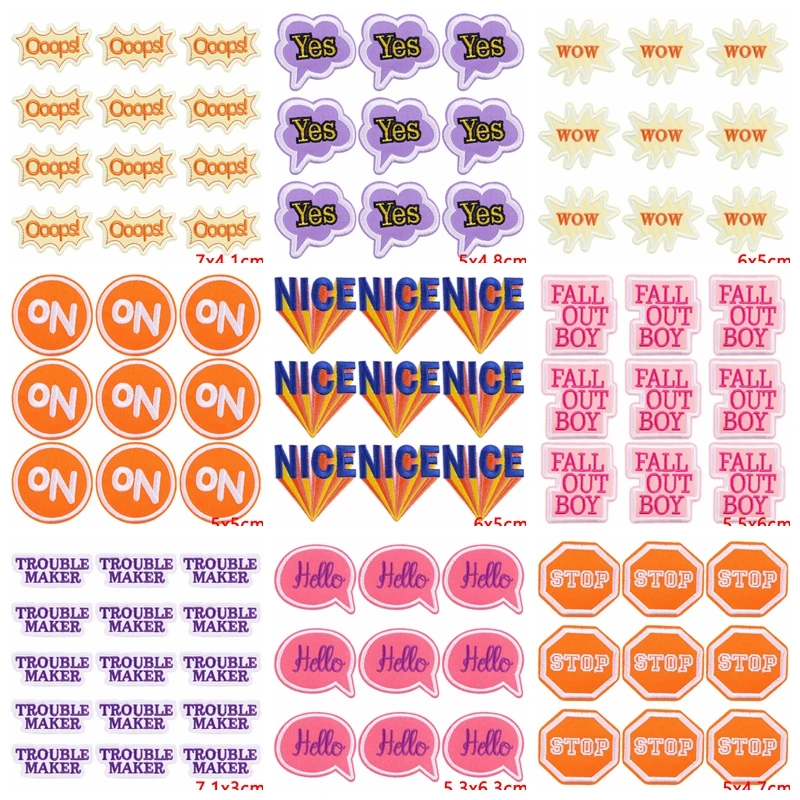 Parche de flores con letras para planchar, parches bordados para ropa, parches termoadhesivos, parche de animales de dibujos animados para ropa, 10 unidades por lote