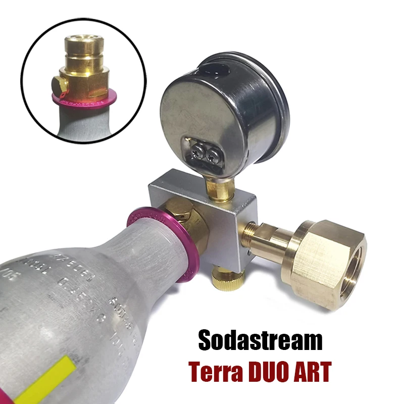 Adaptador de estación de llenado de recambio de ciclo de CO2 Terra DUO ART de agua con calibre, botella de tanque de conexión rápida W21.8 G3/4 CGA320 - imagen 4
