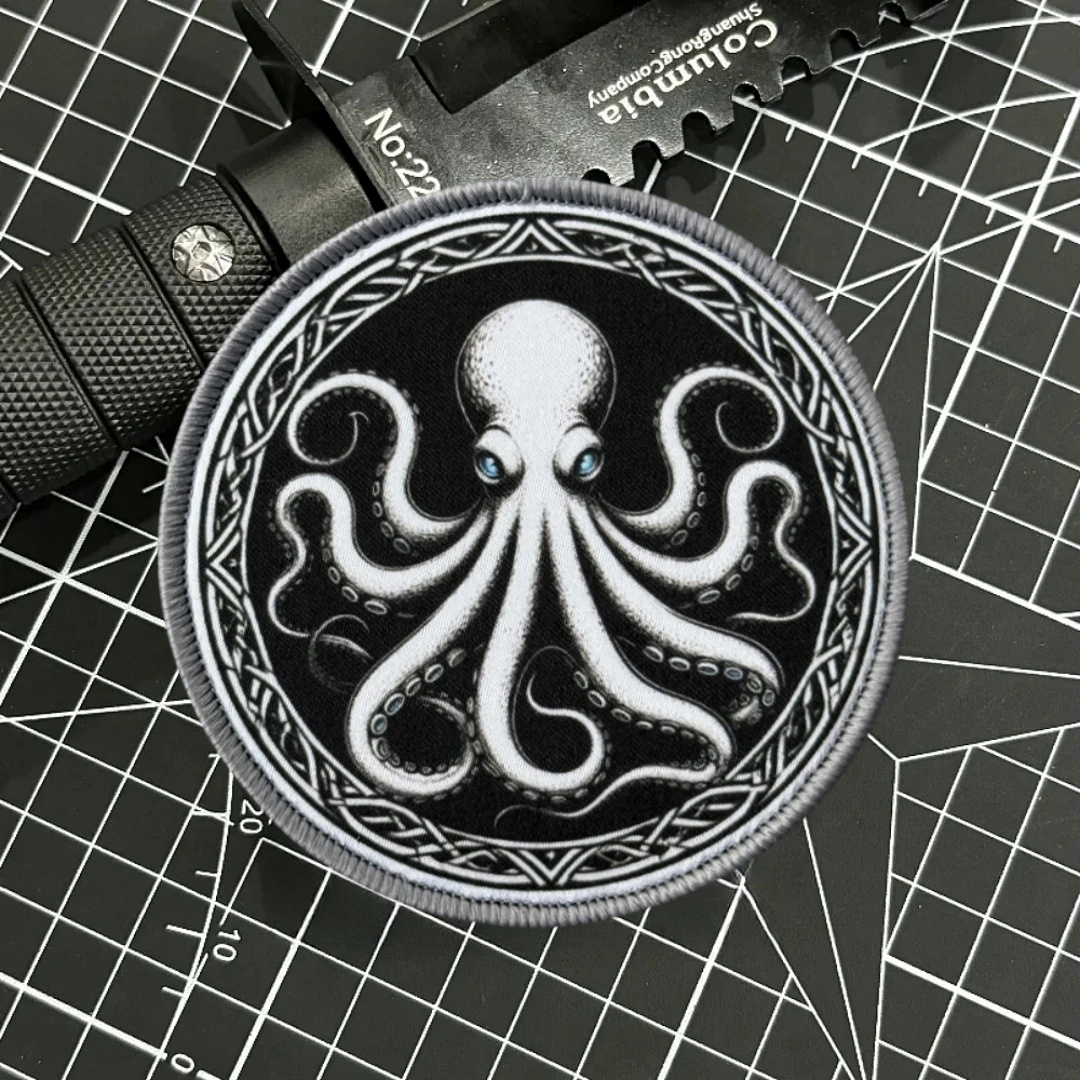 Parche táctico de pulpo, insignia de moral táctica, emblema del ejército militar, pegatina para mochila, parches impresos con gancho para ropa - imagen 3