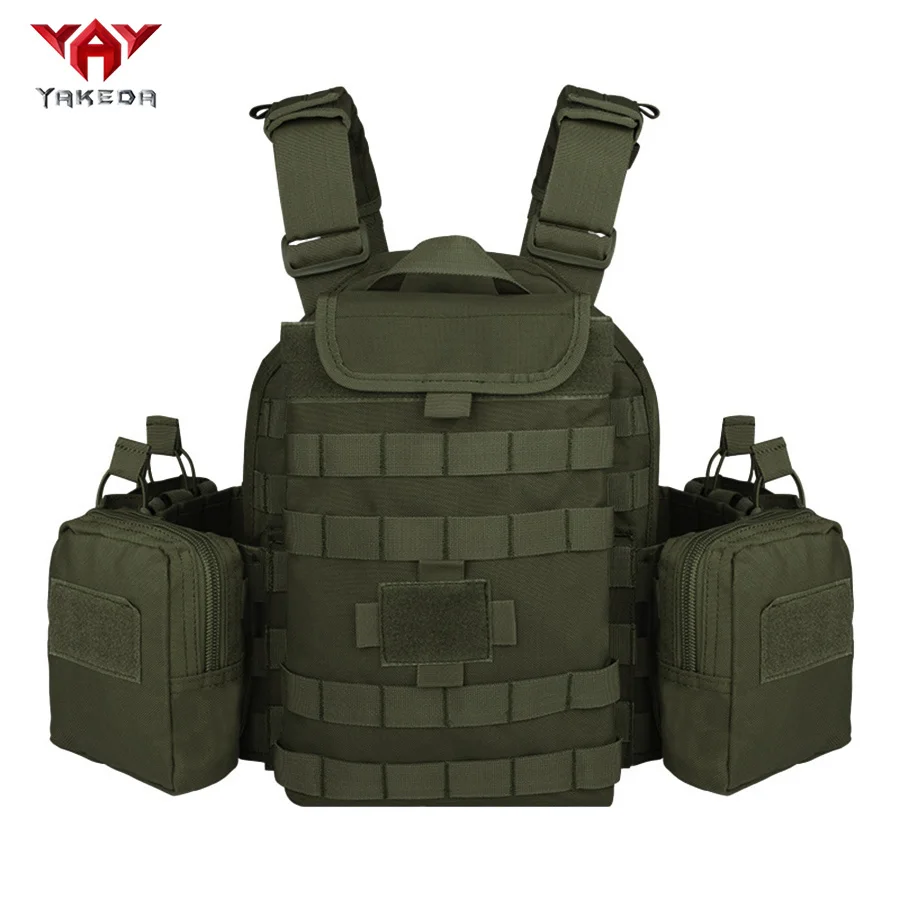 YAKEDA (con bandera americana) chaleco multifuncional montado en MOLLE para exteriores, equipo de entrenamiento, hebilla de serpiente, banda para el vientre colgante en el pecho - imagen 3