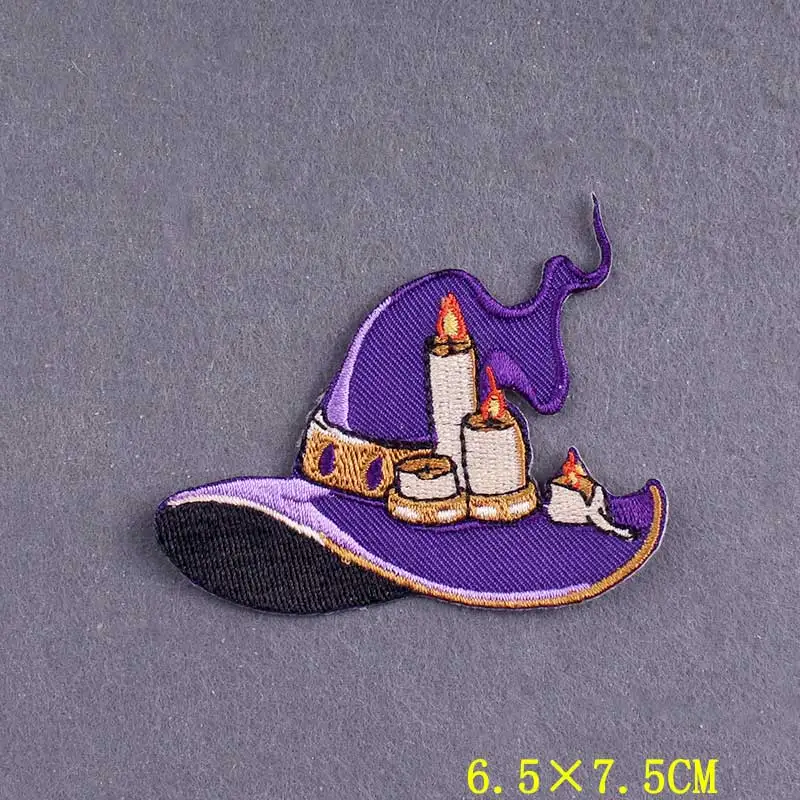 Parche bordado de bruja para ropa, parches termoadhesivos a rayas, parche Punk, parches para planchar en ropa, insignias góticas en mochila - imagen 4