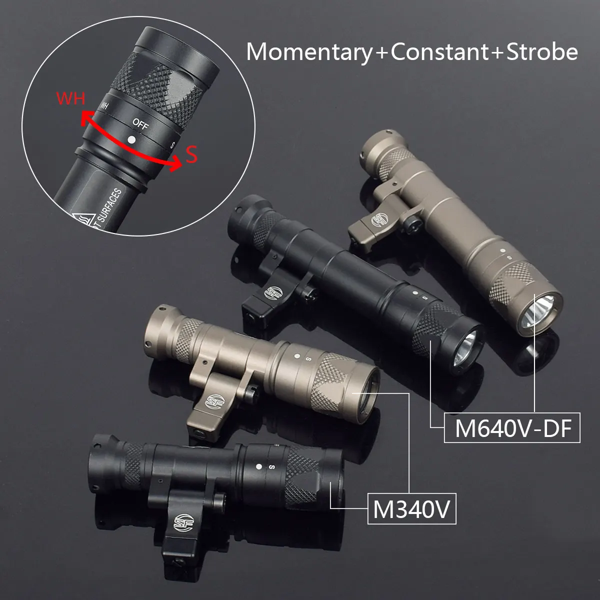 Surefire-linterna LED táctica M340V M600 M640 M640V SF, luz estroboscópica de explorador, montaje en riel Picatinny de 20mm, lámpara de caza Airsoft - imagen 5