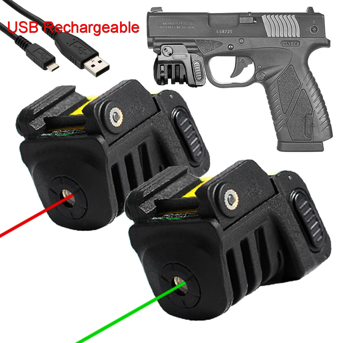 Puntero láser táctico recargable USB airsoft para pistola compacta - imagen 3