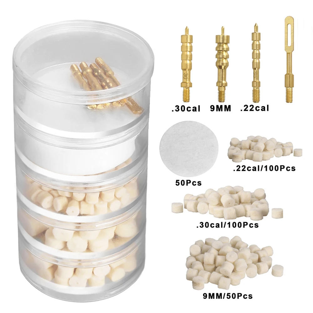 305 Uds Kit de limpieza de pistola. 22.30 herramienta de limpieza de cámara de 9mm Rifle pistola paño limpio almohadilla de limpieza de cámara limpieza de pistola Jag de latón