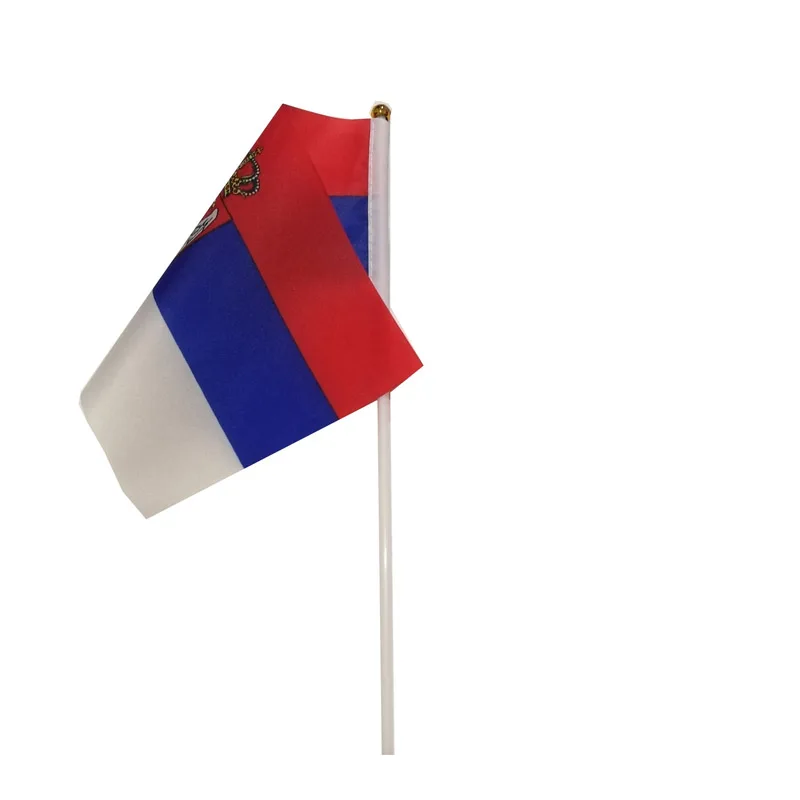 Banderas agitadoras de manos de Serbia, 14x21cm, Bandera de Serbia, venta al por mayor, 10 unidades por lote - imagen 3