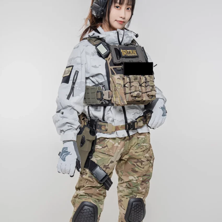 Abrigo blanco de camuflaje de nieve para hombres y mujeres, Top táctico de algodón y poliéster, MCAP, para exteriores, primavera y otoño - imagen 3