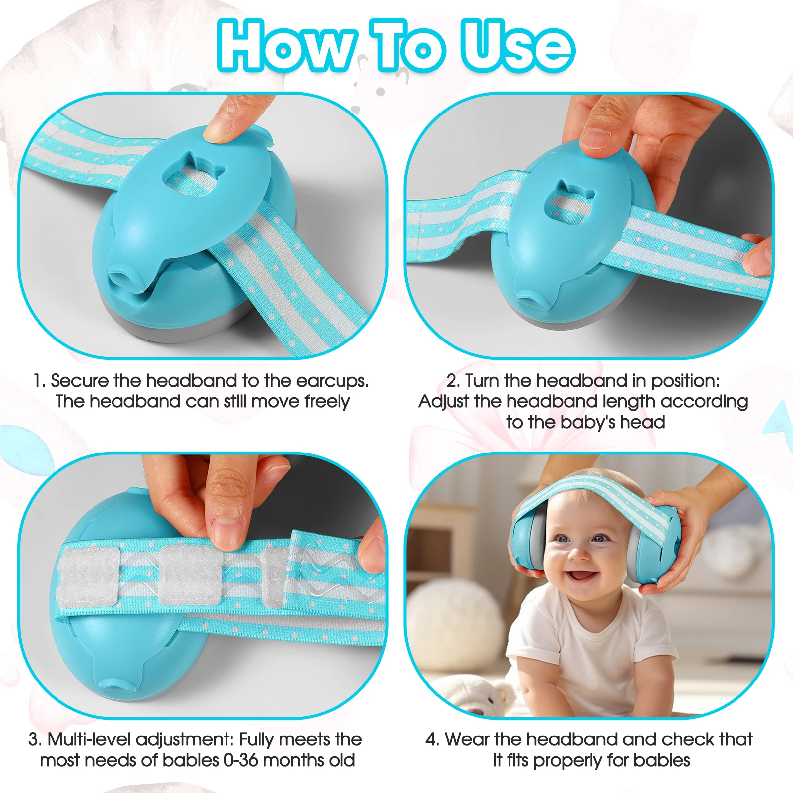 Protección auditiva para bebés y niños pequeños, orejeras elásticas con reducción de ruido, auriculares para bebés contra daños auditivos, mejoran el sueño - imagen 5