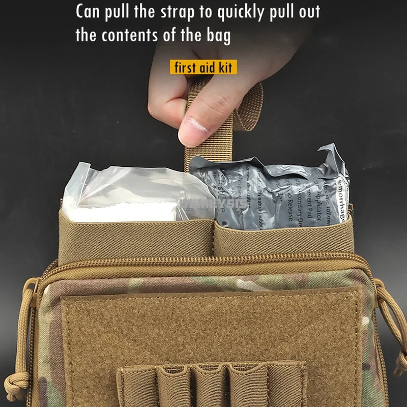 Bolsa médica táctica Airsoft, Kits médicos de tiro, bolsa Molle de almacenamiento para caza al aire libre, cinturón de cintura para acampar, paquete EDC de emergencia - imagen 5