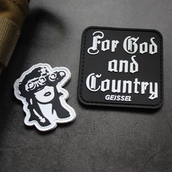 Parches luminosos de PVC 3D para Dios y condado, insignias tácticas de goma para niñas, ropa, mochila, decorar