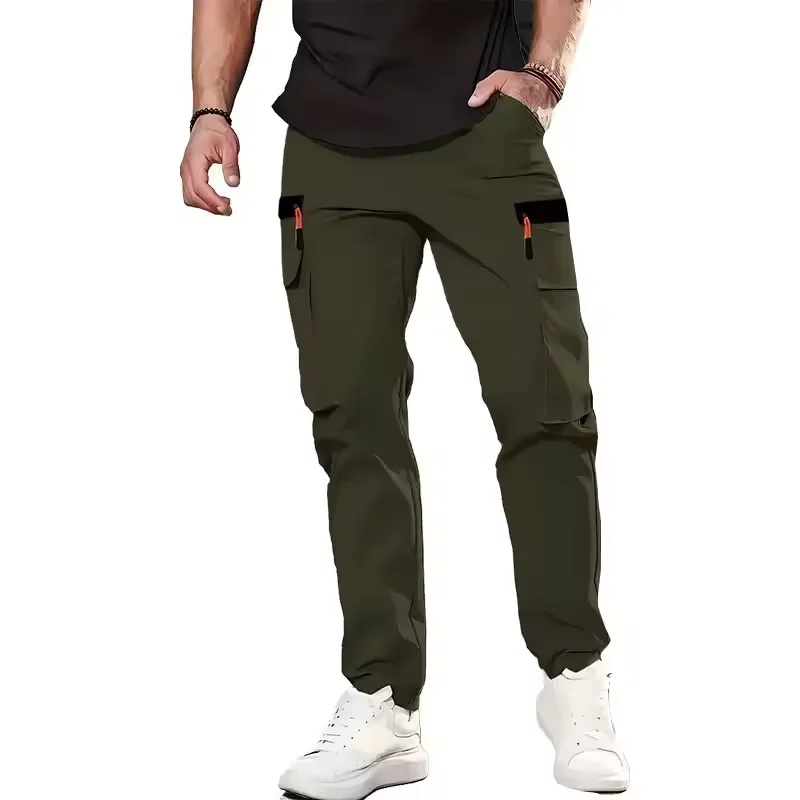 Nuevos pantalones informales de trabajo para hombre, pantalones Cargo con múltiples bolsillos, pantalones de chándal rectos a la moda, ropa de trabajo ligera para senderismo al aire libre de verano