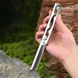 Cuchillo plegable táctico de acero para supervivencia al aire libre
