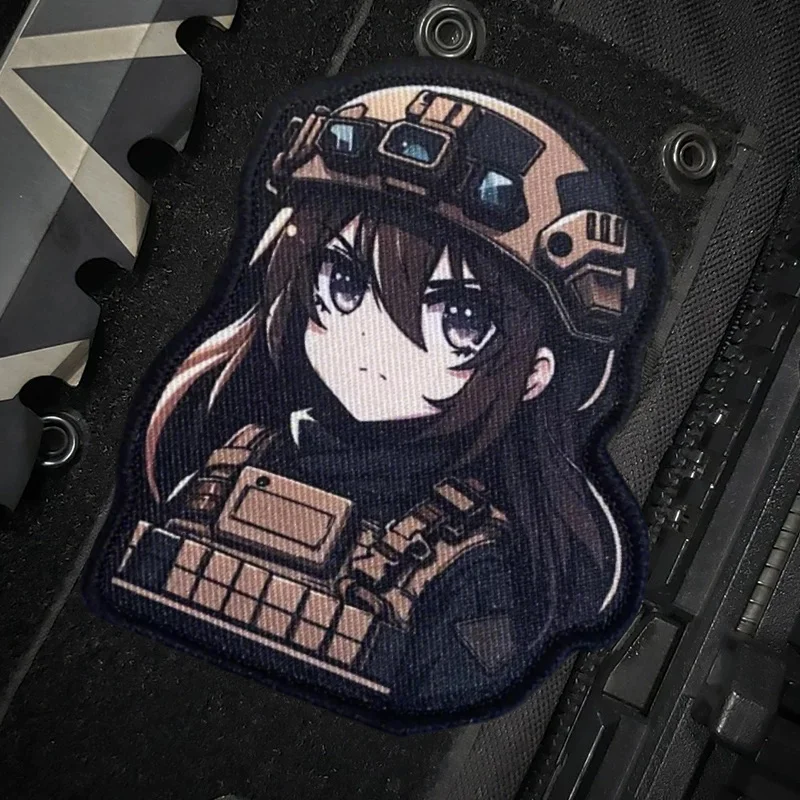 Parche táctico de moral de las fuerzas especiales de Chica de Anime, emblema de gancho y bucle impreso, insignia militar, brazalete de combate, pegatinas para mochila - imagen 4