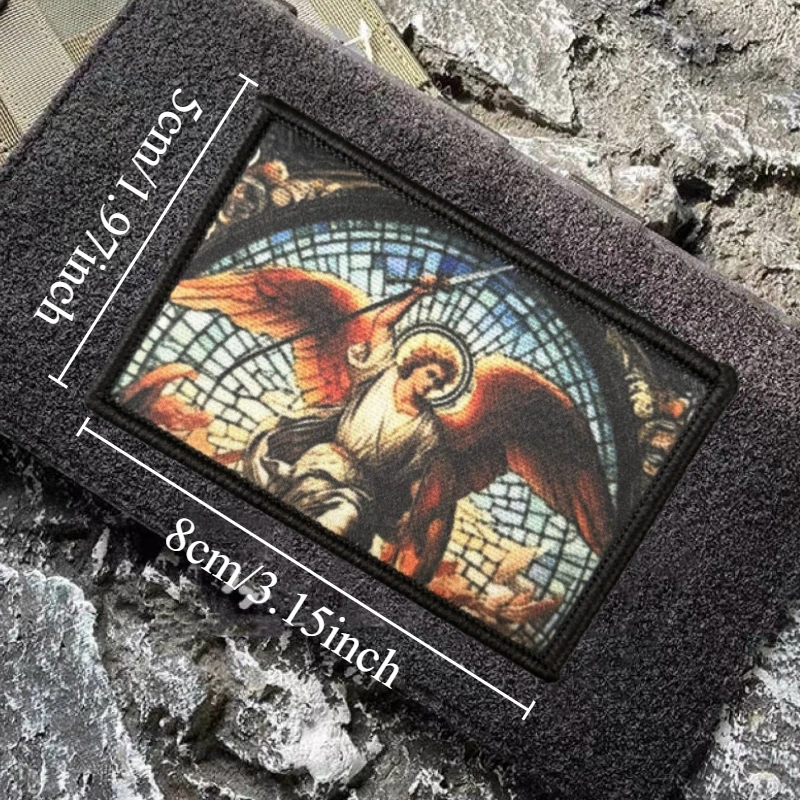 Parche con estampado de Arcángel Michael, insignia de moral táctica, brazalete con gancho y bucle, mochila, ropa, accesorios decorativos, pegatinas - imagen 3